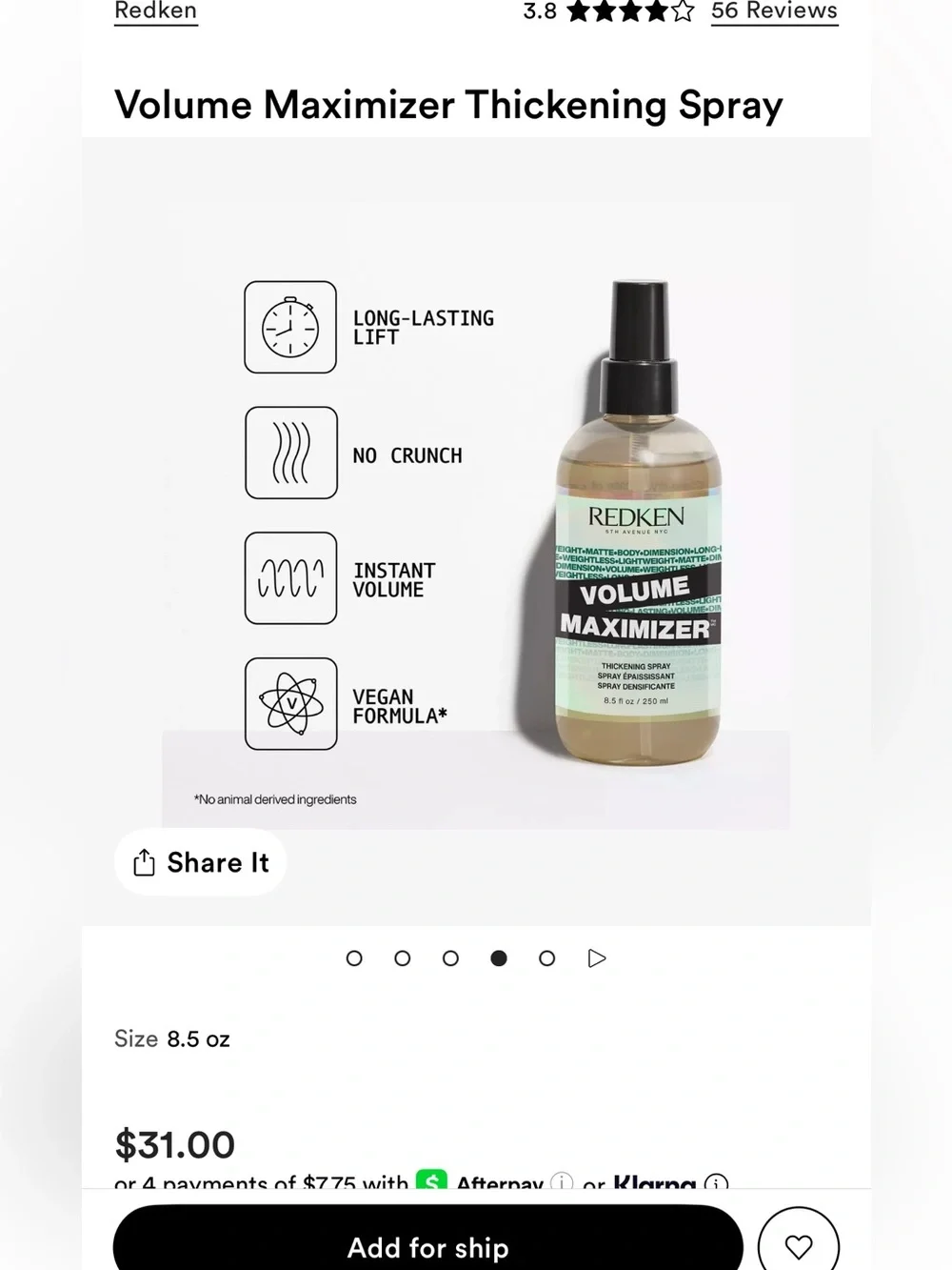 Redken Volume Maximizer Thickening Spray - NEW